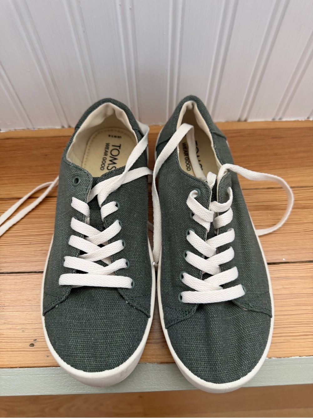 TOMS Women’s Canvas Lace-Up Sneakers in Olive